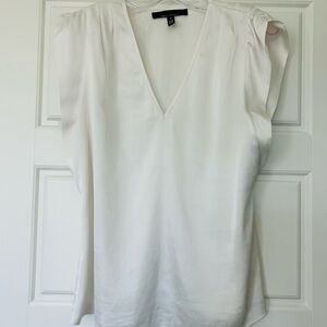 White House Black Market Ivory V-Neck Blouse